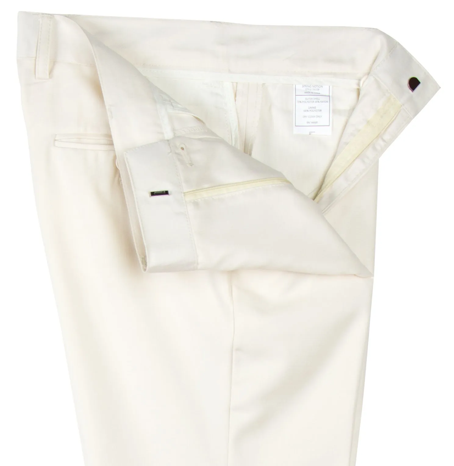 Boys' Off-White Flat Front Dress Pants