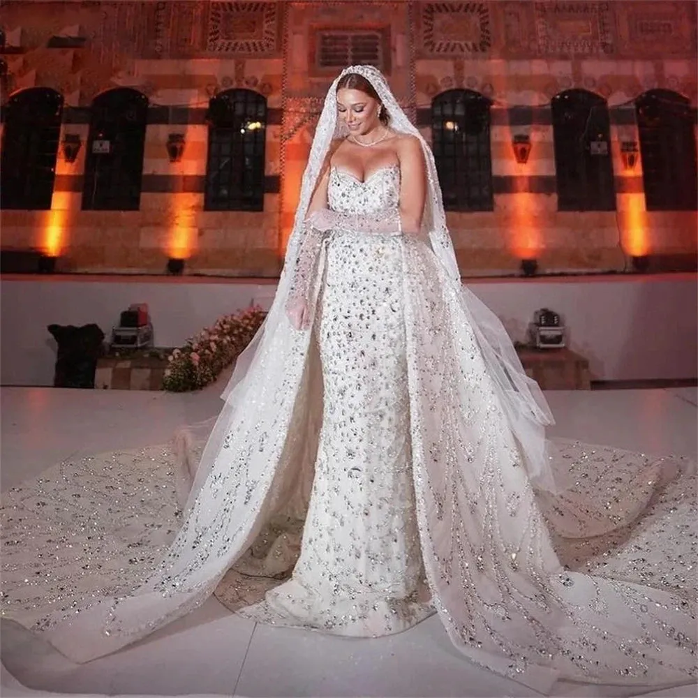 Exquisite Mermaid Wedding Dress Luxury Crystal Beaded Bridal Gown for Women