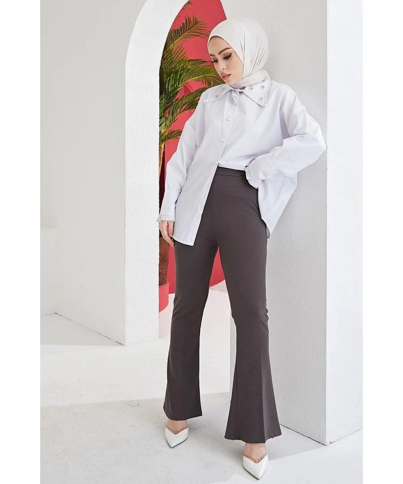 Flare Dress Pants for Women - Anthracite Grey