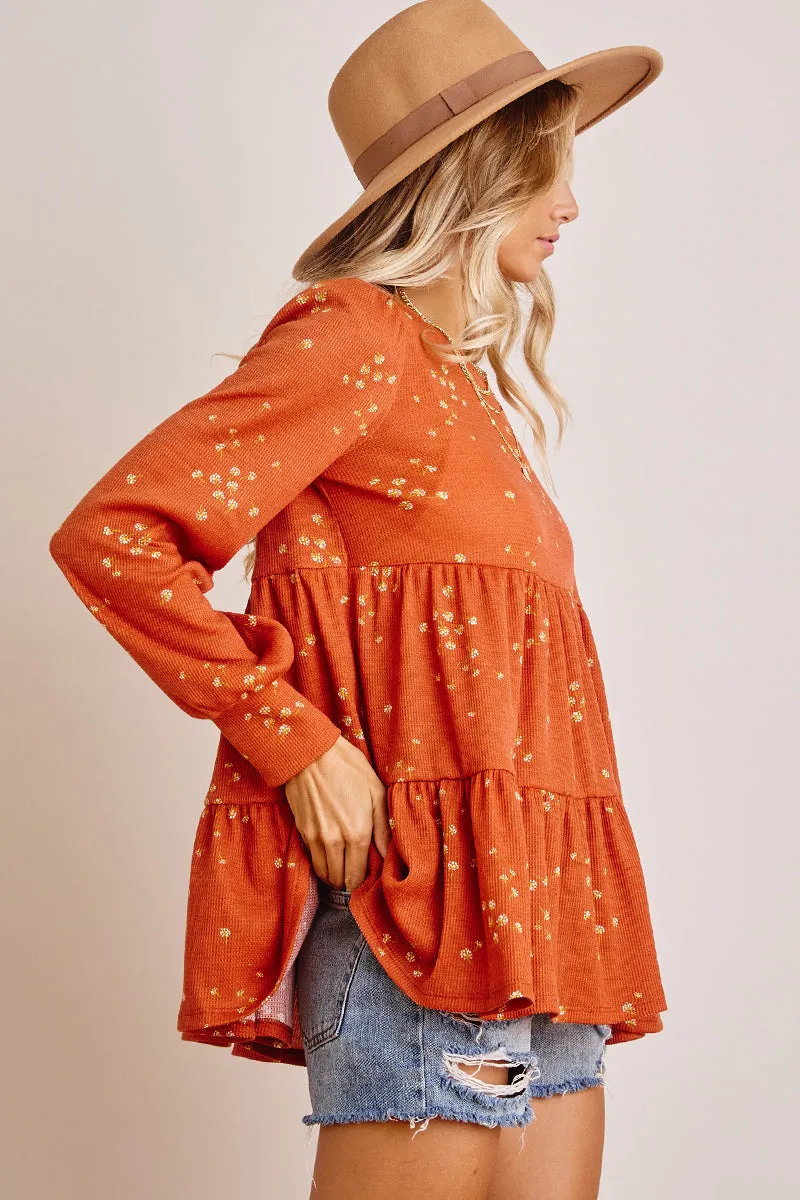 Floral Print Babydoll Top
