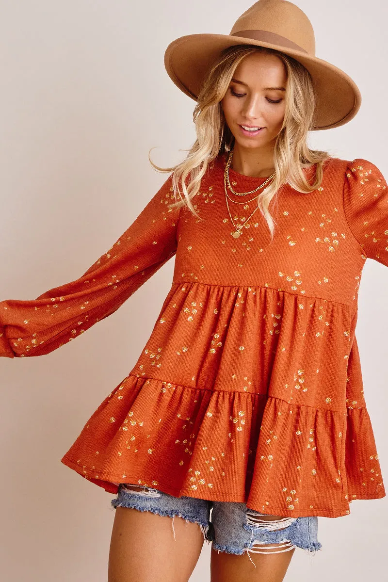 Floral Print Babydoll Top