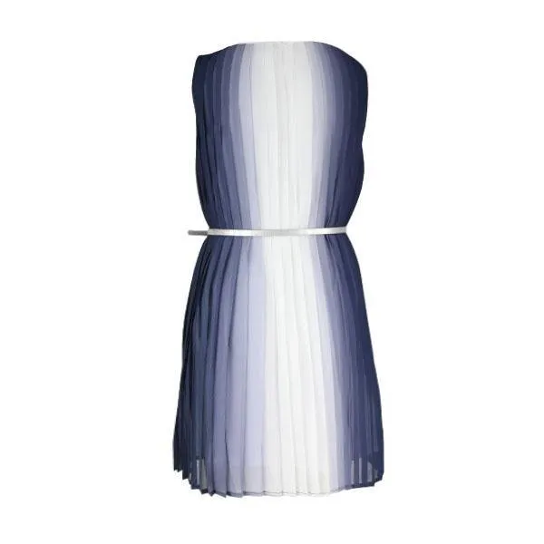 GIRLS BELTED PLEATED DRESS - NAVY BLUE