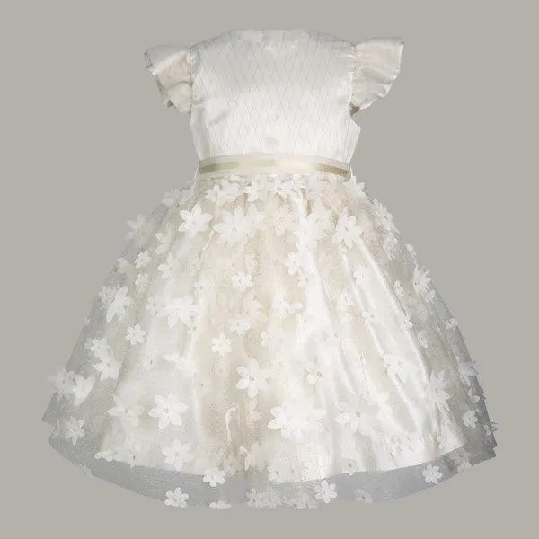 GIRLS FLORAL NET DRESS WITH HAIRBOW