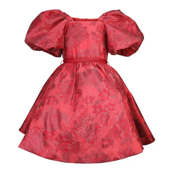 GIRLS RED DAMASK BALL DRESS