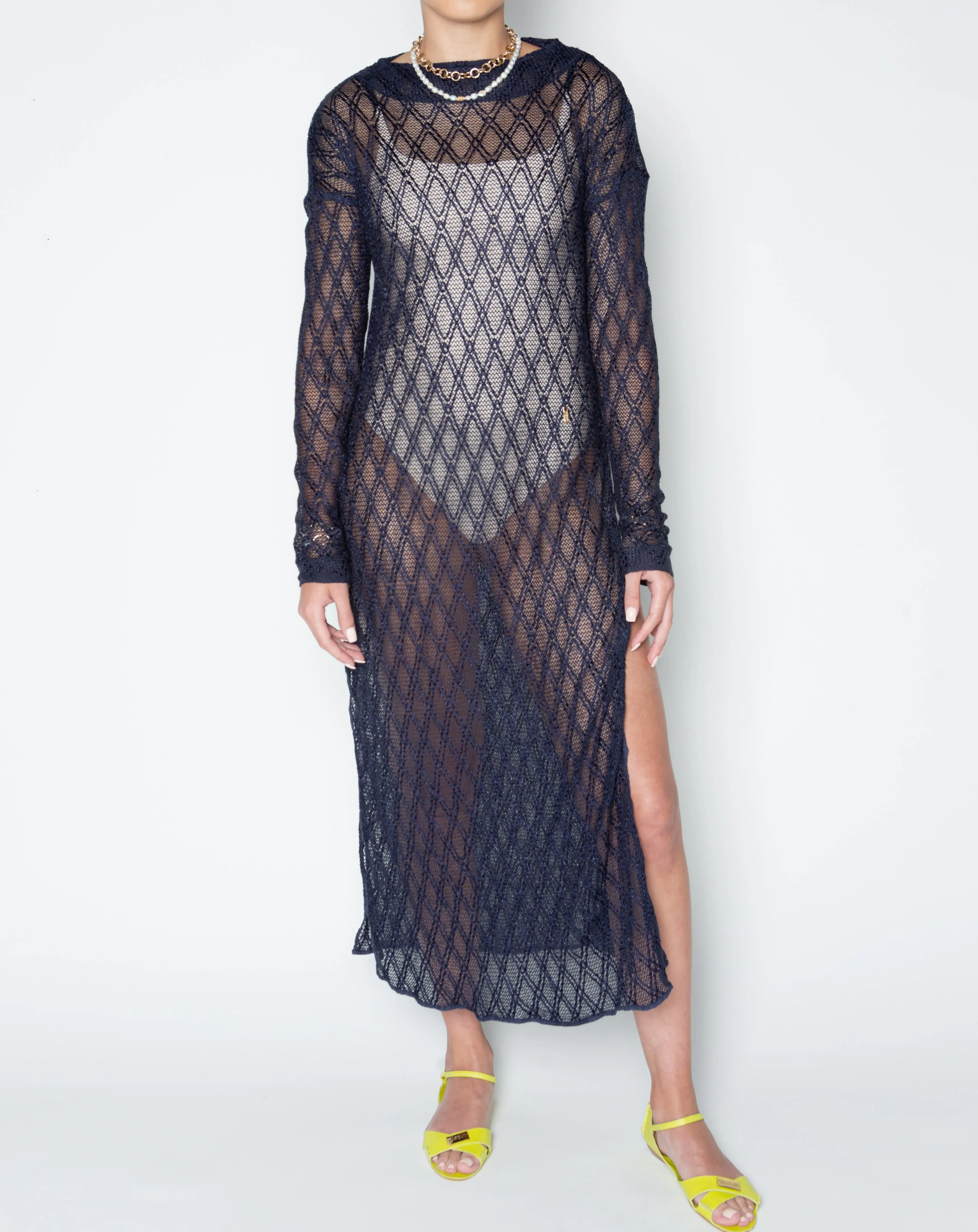Ivory Dress - Navy