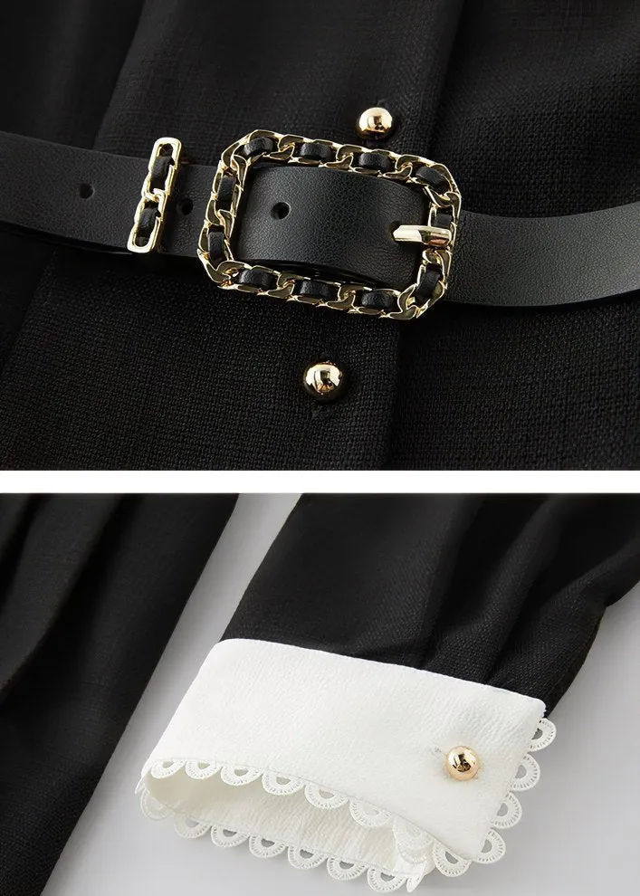 LAYER PLEATED BELT DRESS