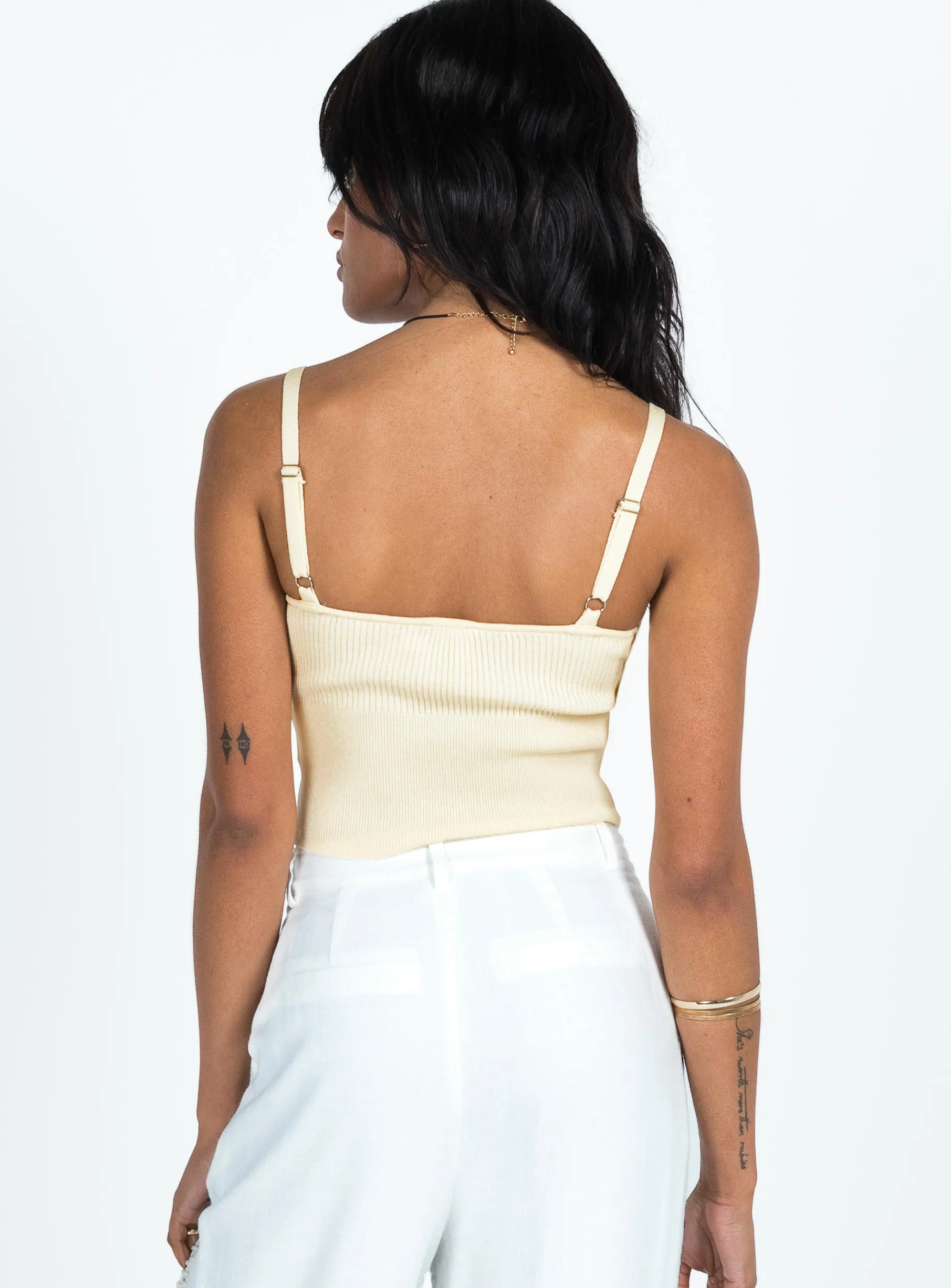 Marian Knit Tank Top Beige