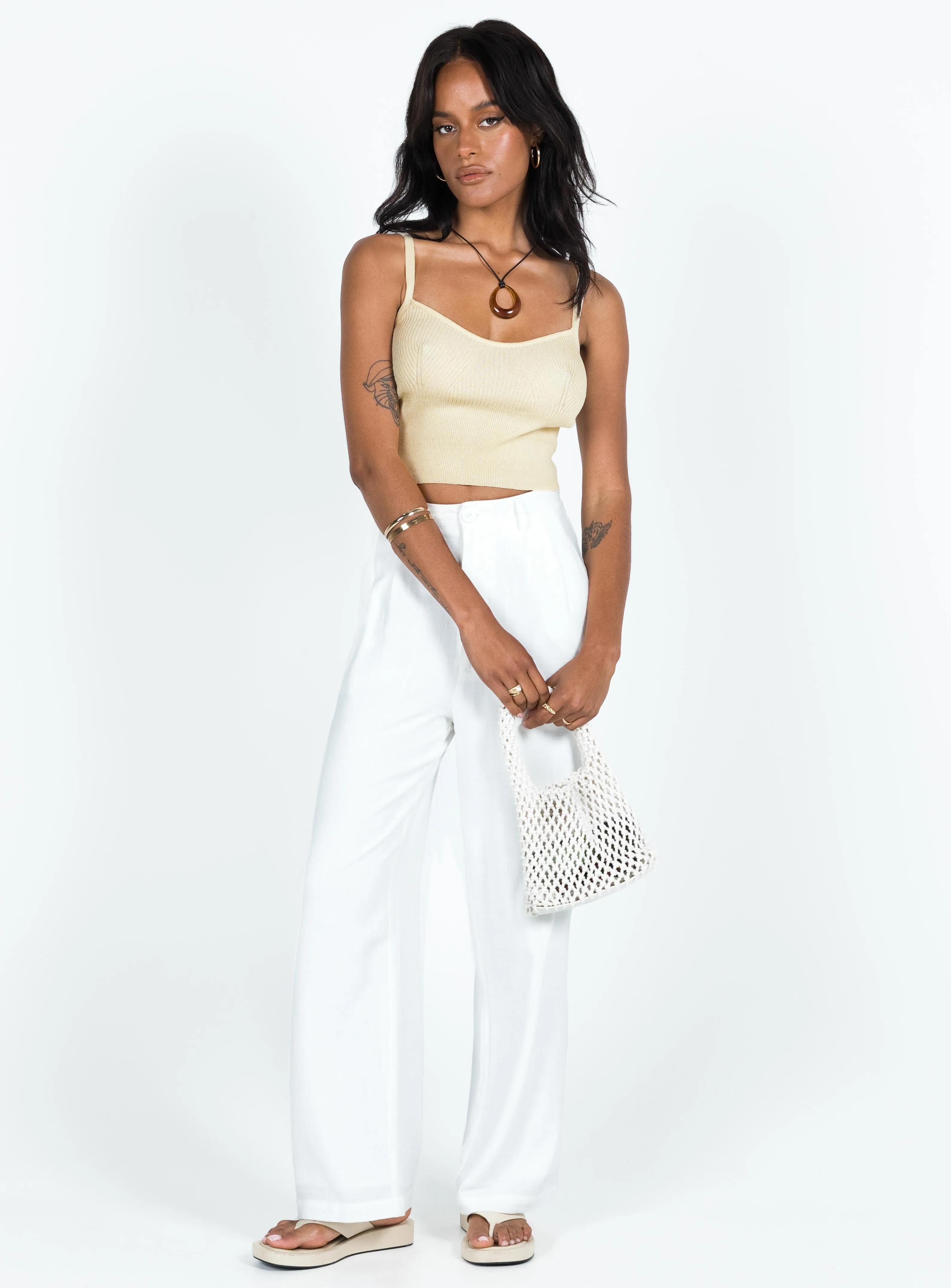 Marian Knit Tank Top Beige