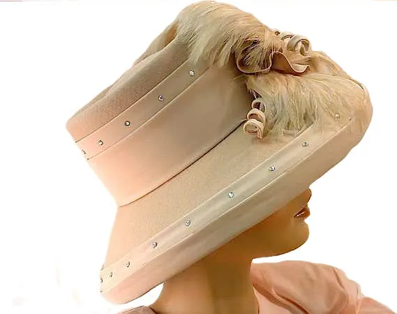 Michelle Beige Ladies Winter Church Hat