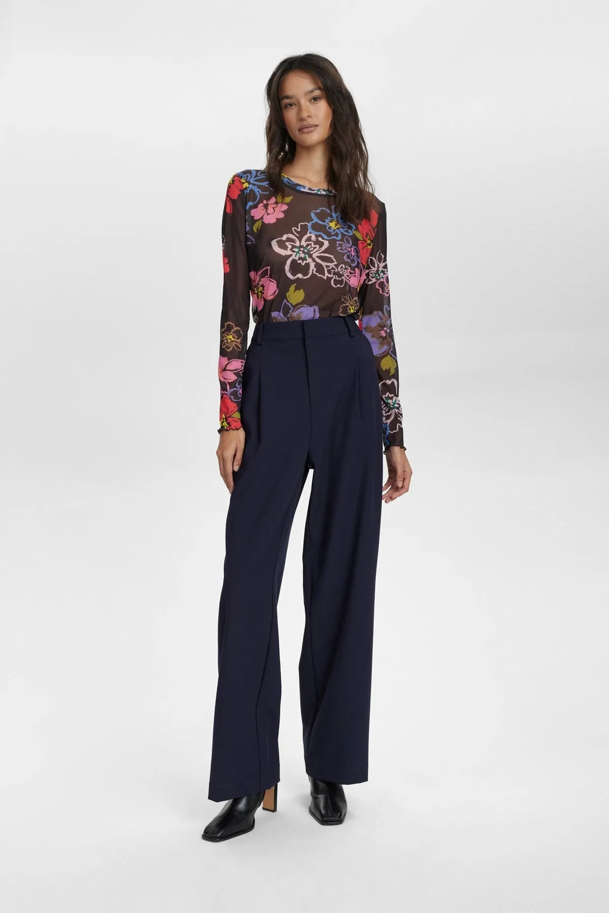Numph Numathy Navy High Waist Trousers