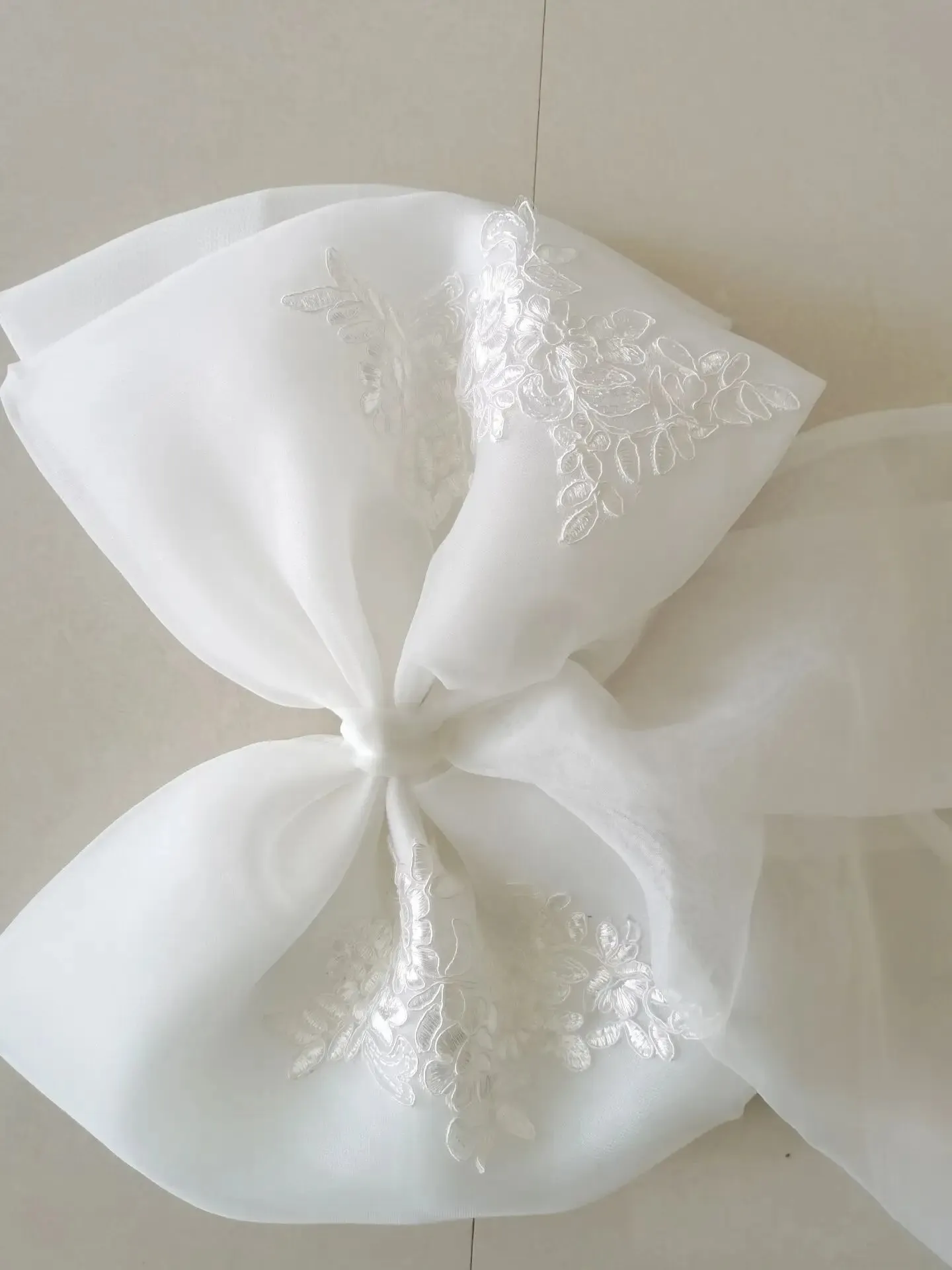 Organza Wedding Dress Removable Bridal Bow With Lace