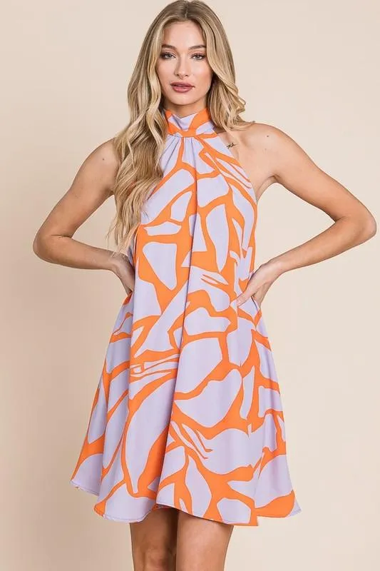 Plus Size Resort Style Halter Neck Sundress