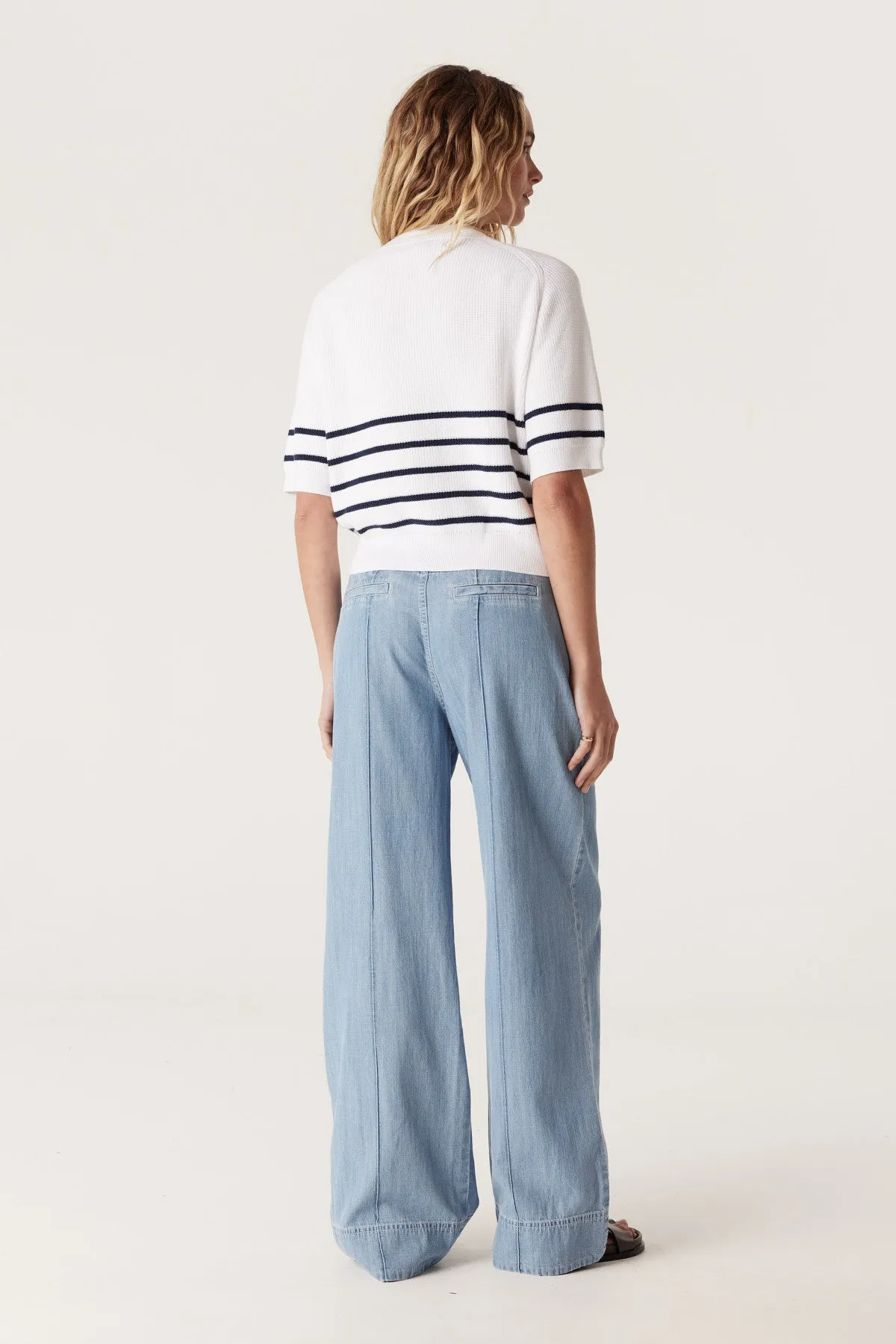 Riviera Cotton Knit Top - Navy Stripe