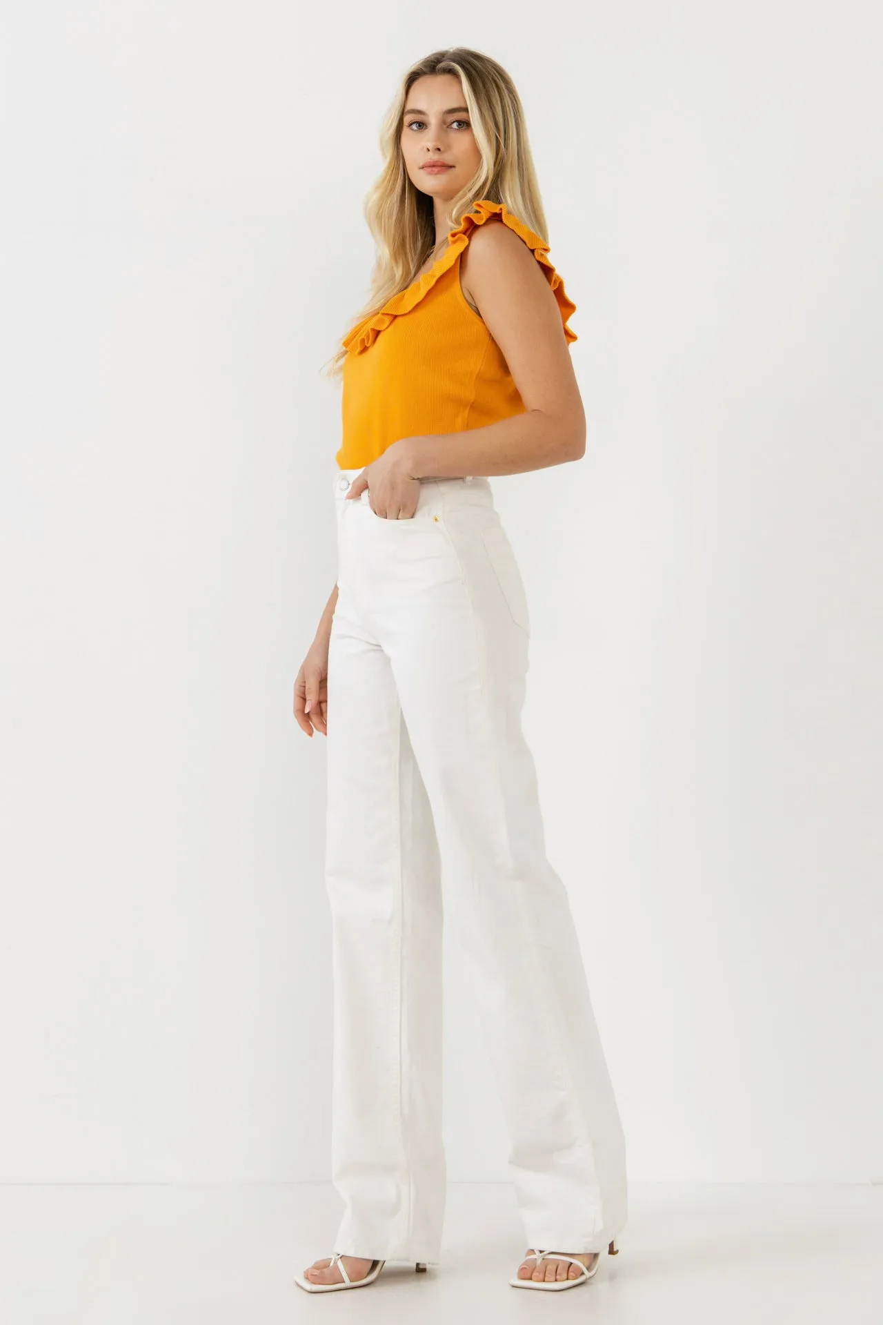Ruffle Neck Knit Top