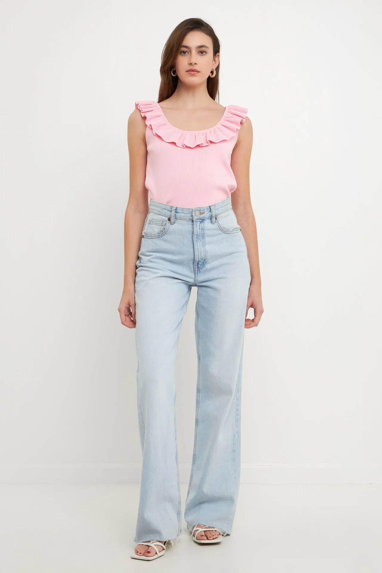 Ruffle Neck Knit Top