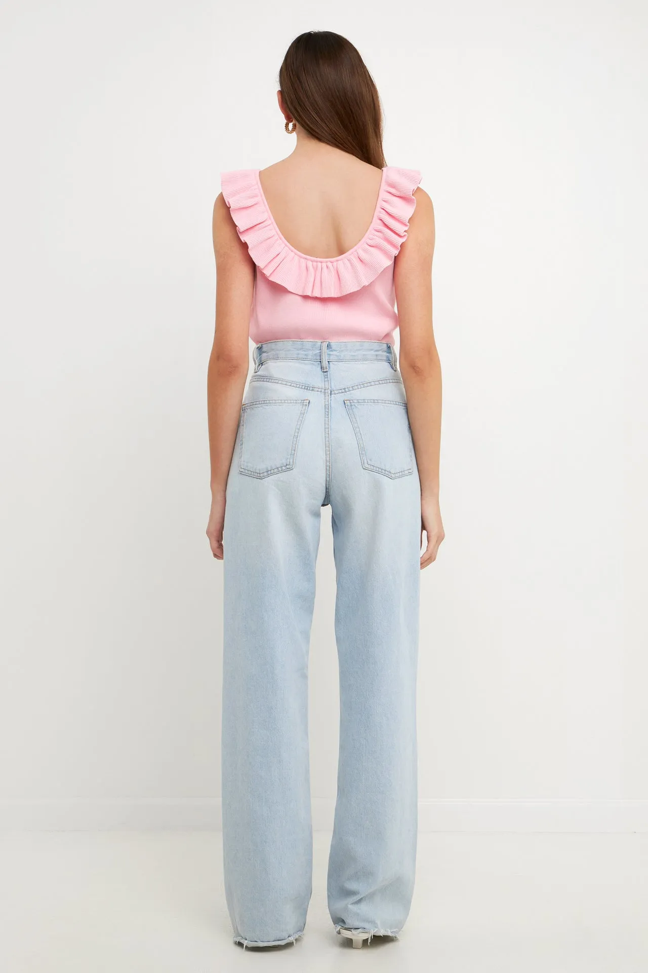 Ruffle Neck Knit Top
