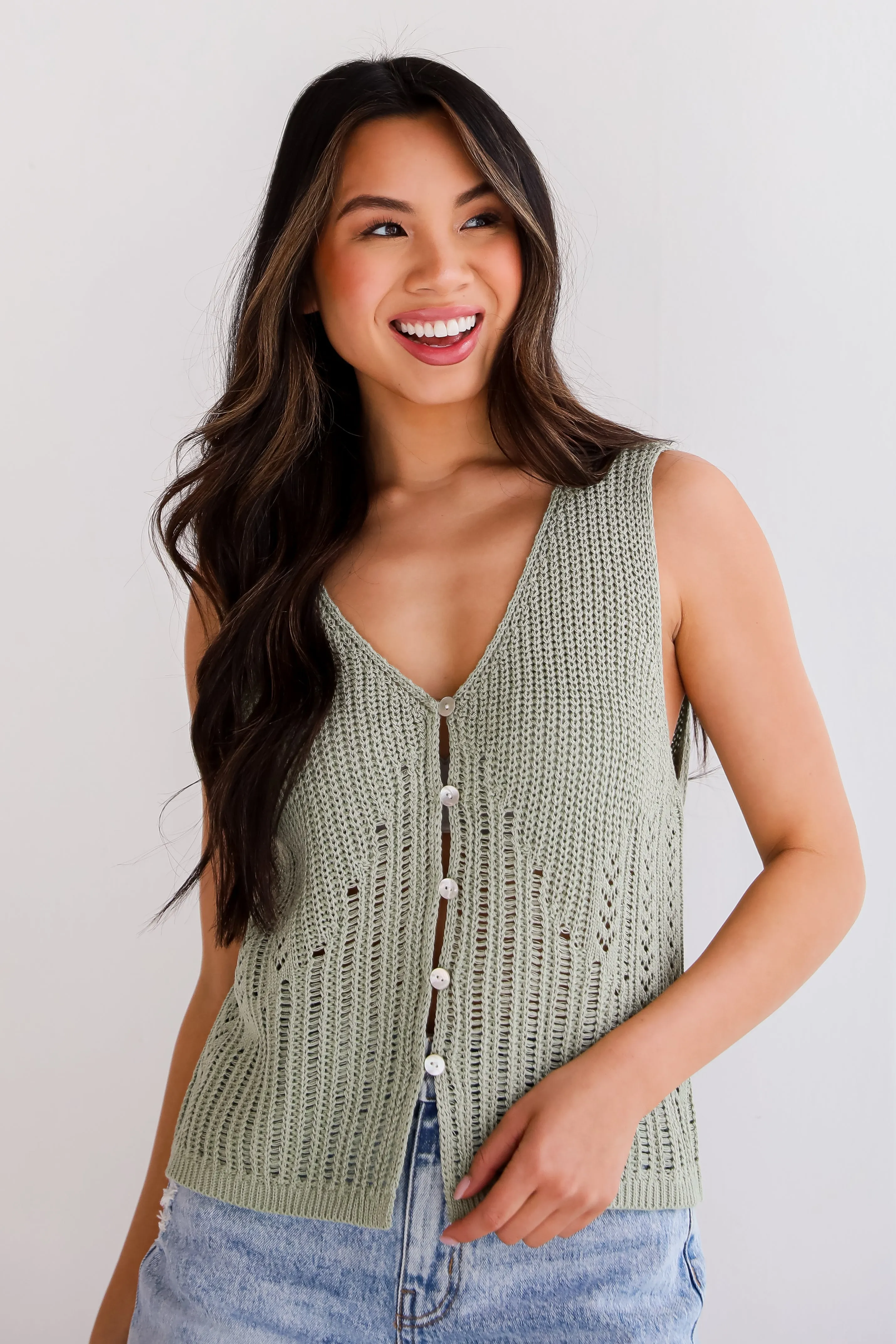 Sandy Sweetie Crochet Knit Tank
