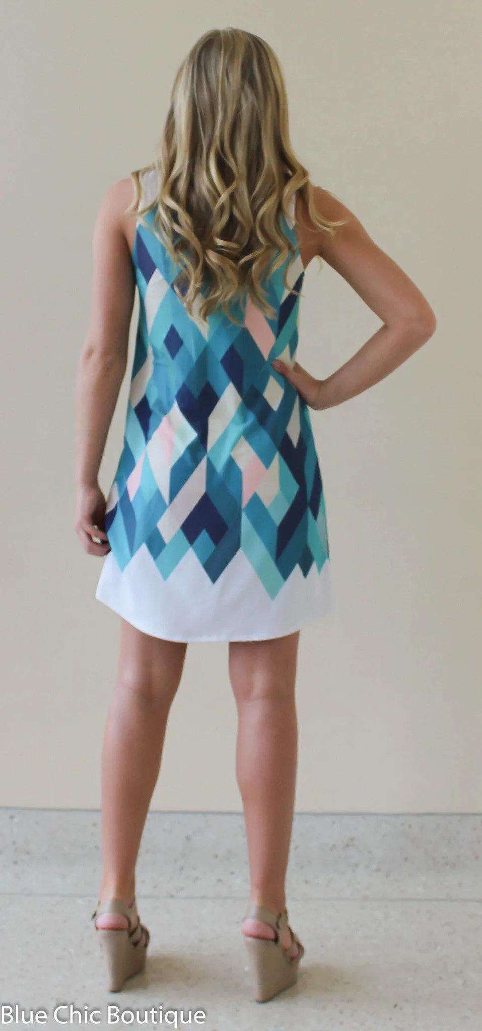 Sleeveless Geometric Dress  - Mint
