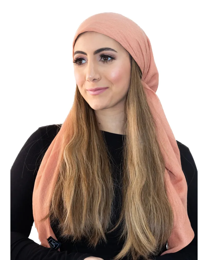 Solid Apricot Fringe Square Scarf
