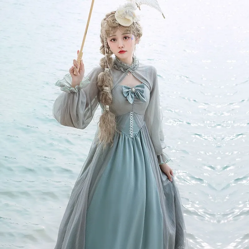 The Sea & Forest ~ Elegant Empire Waist Chiffon Dress Classic Long Lolita Dress