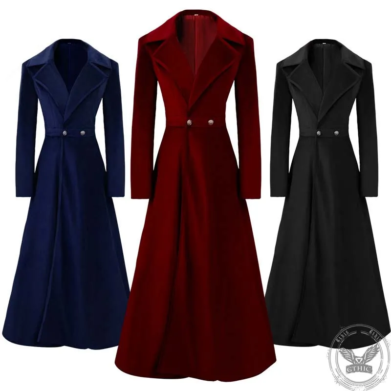 Vintage Medieval Long Trench Coat Halloween Costume