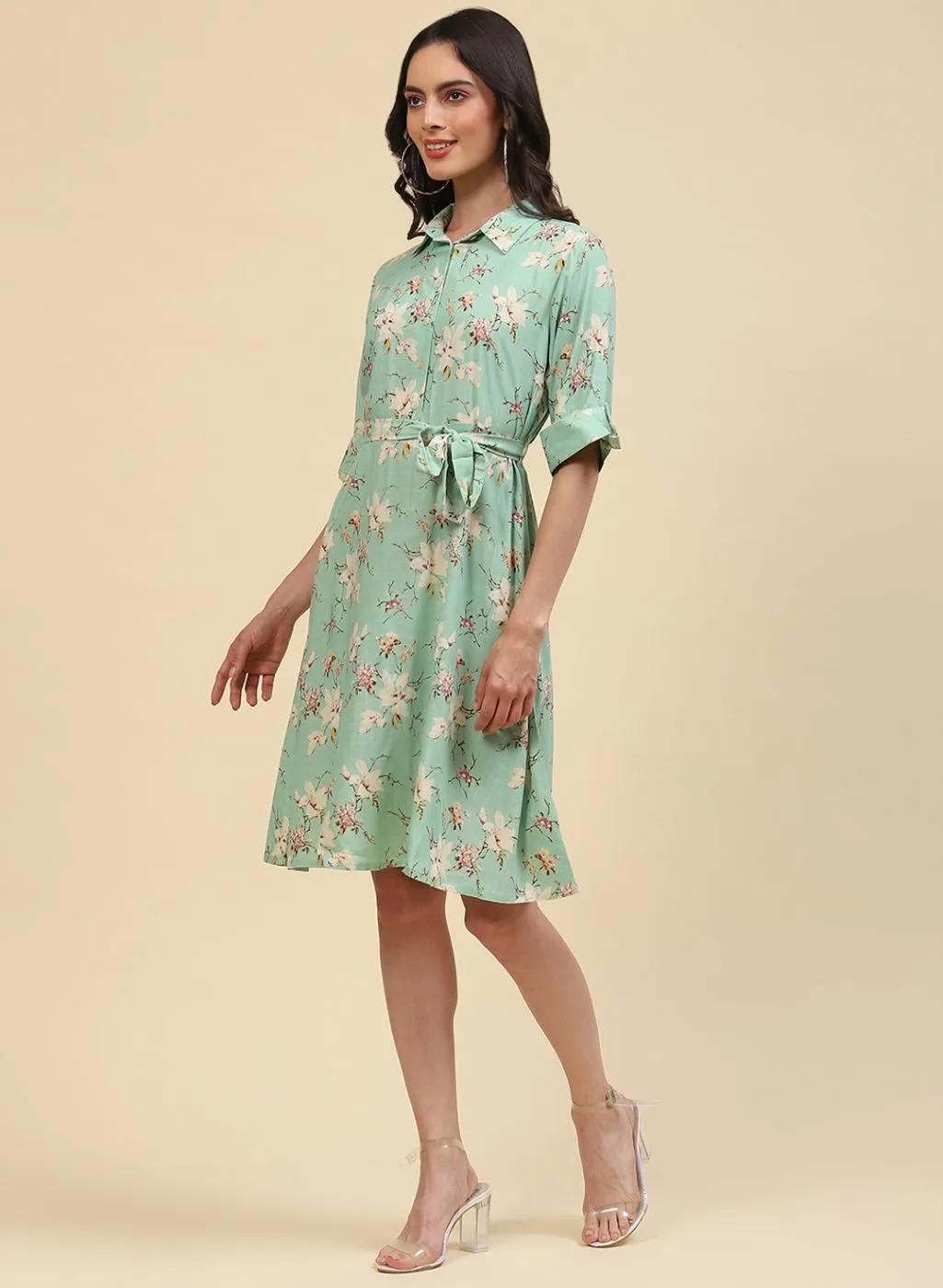 Women Green Printed Tunic