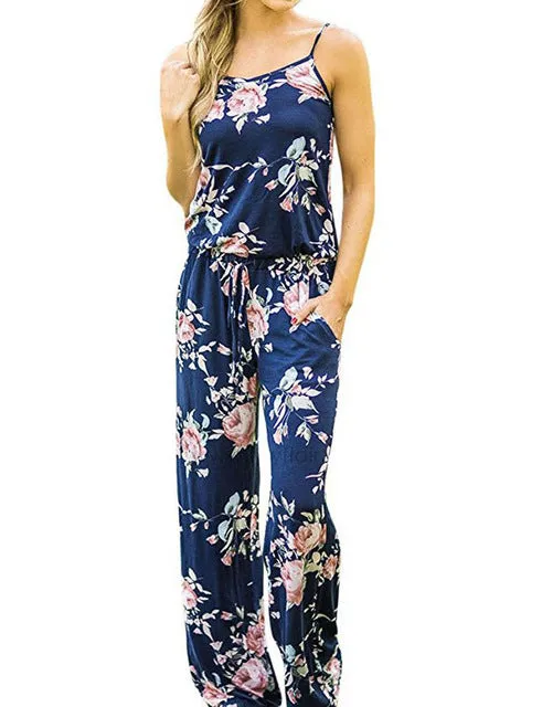 Women Kawaii Floral Jumpsuit - Spaghetti Strap