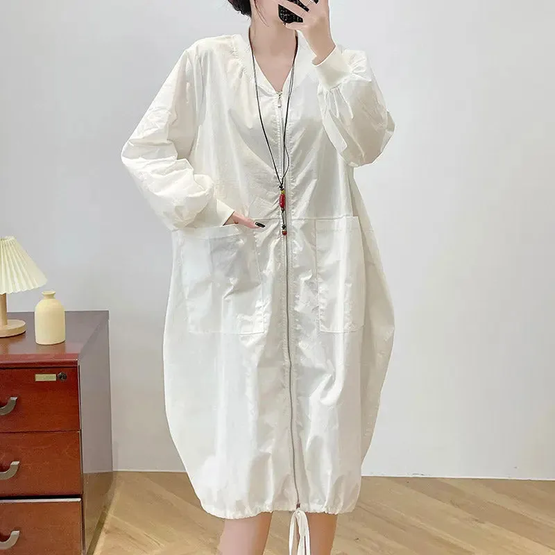 Women's white dress Long-Sleeved Shirt Dress for Women