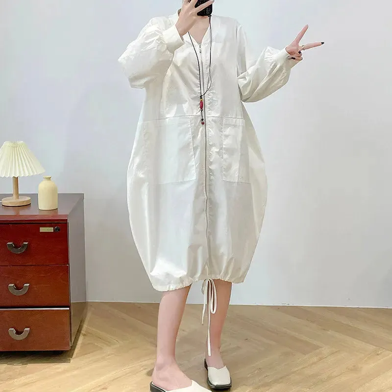 Women's white dress Long-Sleeved Shirt Dress for Women