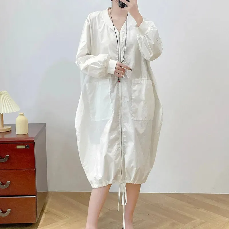 Women's white dress Long-Sleeved Shirt Dress for Women
