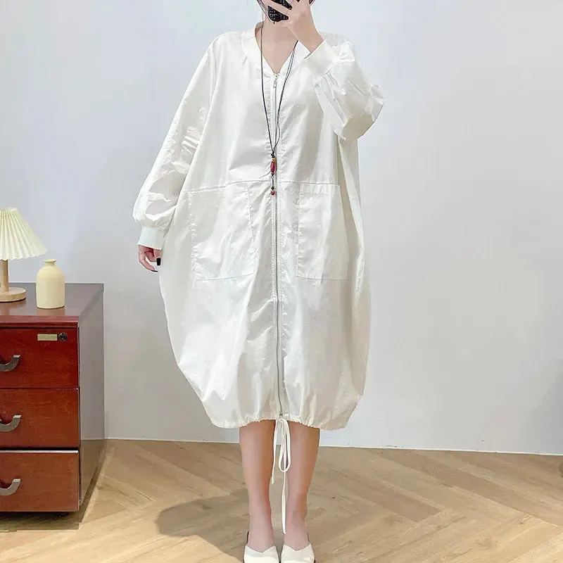 Women's white dress Long-Sleeved Shirt Dress for Women